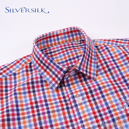 Preppy Tops Blouse Colorful Checks Boys Shirts Long